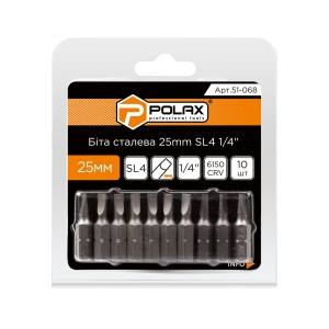 Zestaw bitów 25mm SL4 1/4" 6150CRV 10 szt Polax 51-068 