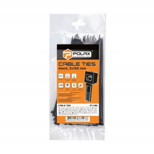 Opaska kablowa zaciskowa trytytka nylonowa 3x150 czarny opk 100szt POLAX 37-088