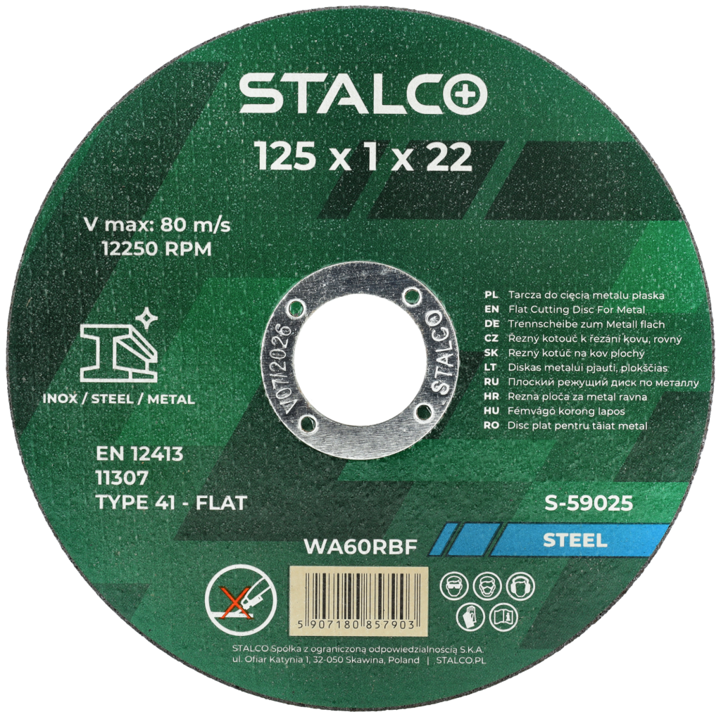 Tarcza do cięcia metalu płaska 125x1.0x22mm Stalco S-59025 59010