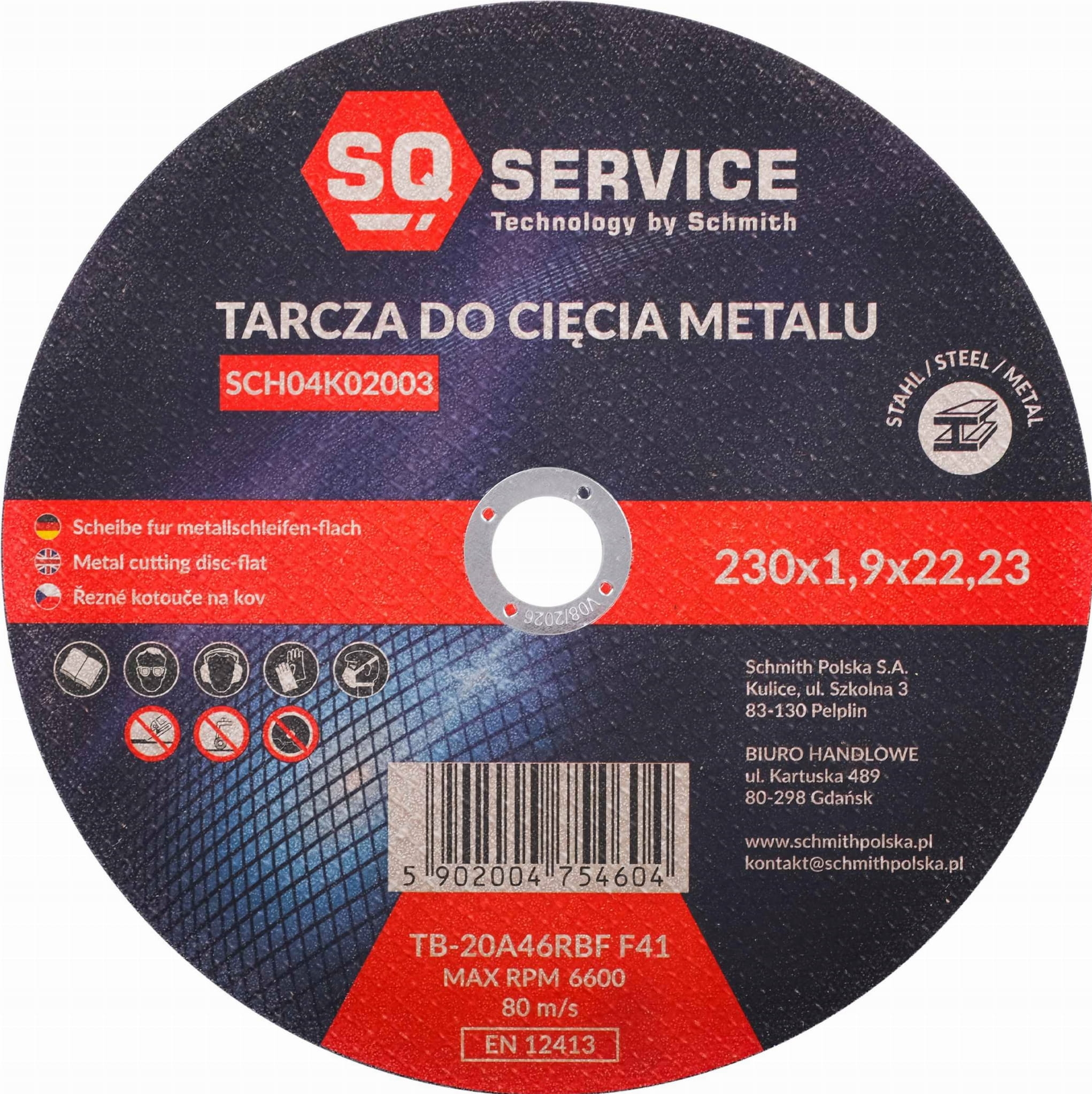 Tarcza do cięcia metalu 230x1,9x22 SQ