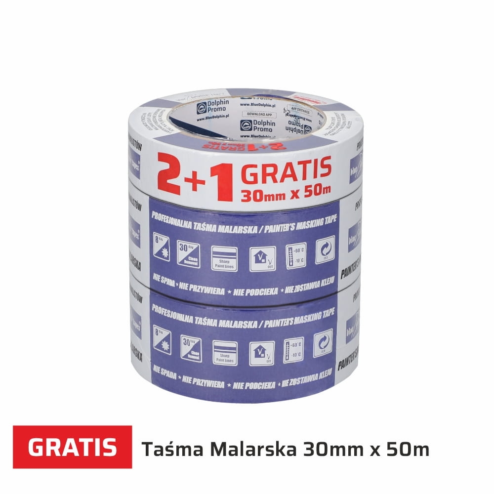 Blue Dolphin Taśma Malarska 2x48mm+1x30mm/50m PAKIET 62703