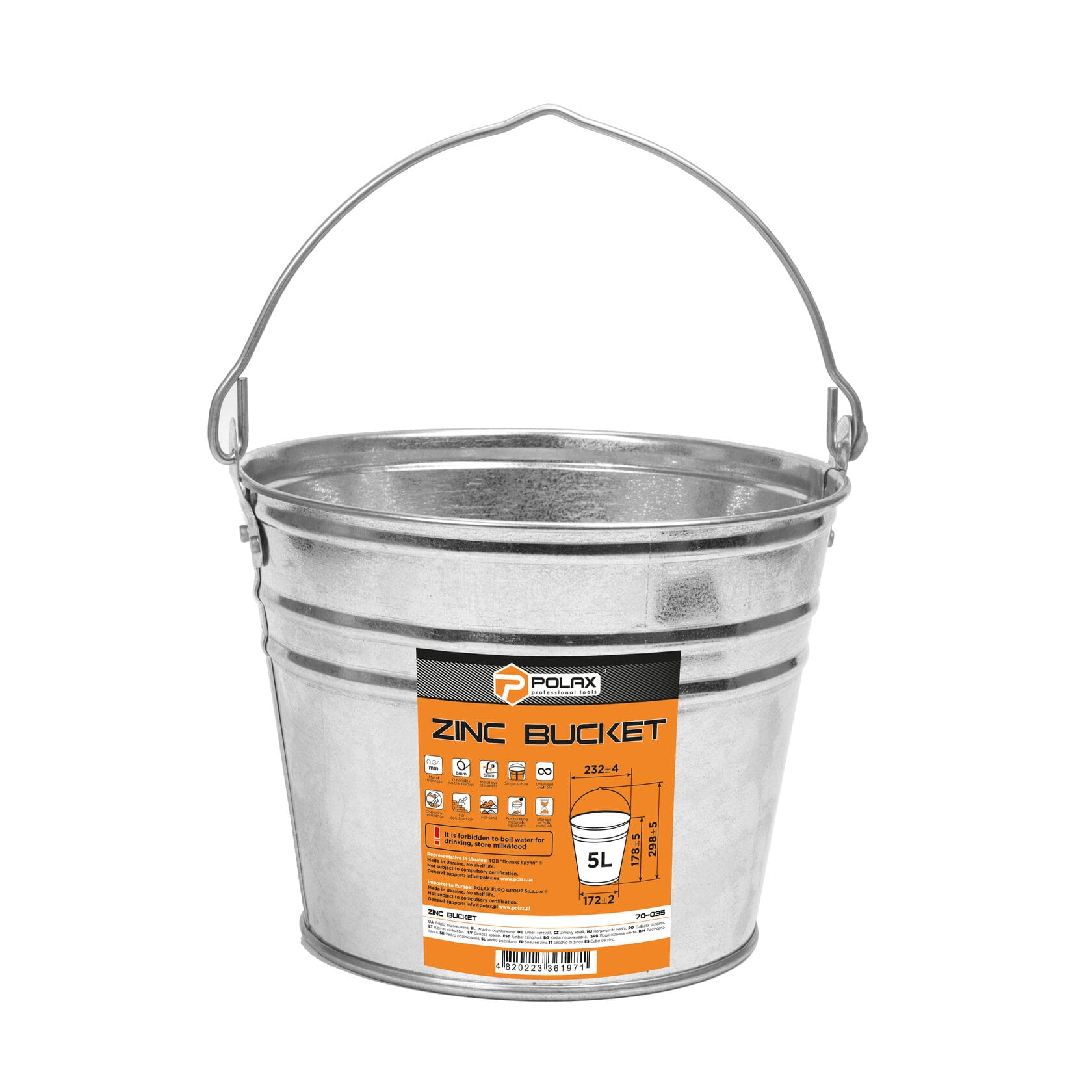 Wiadro ocynkowane 5L POLAX 70-035