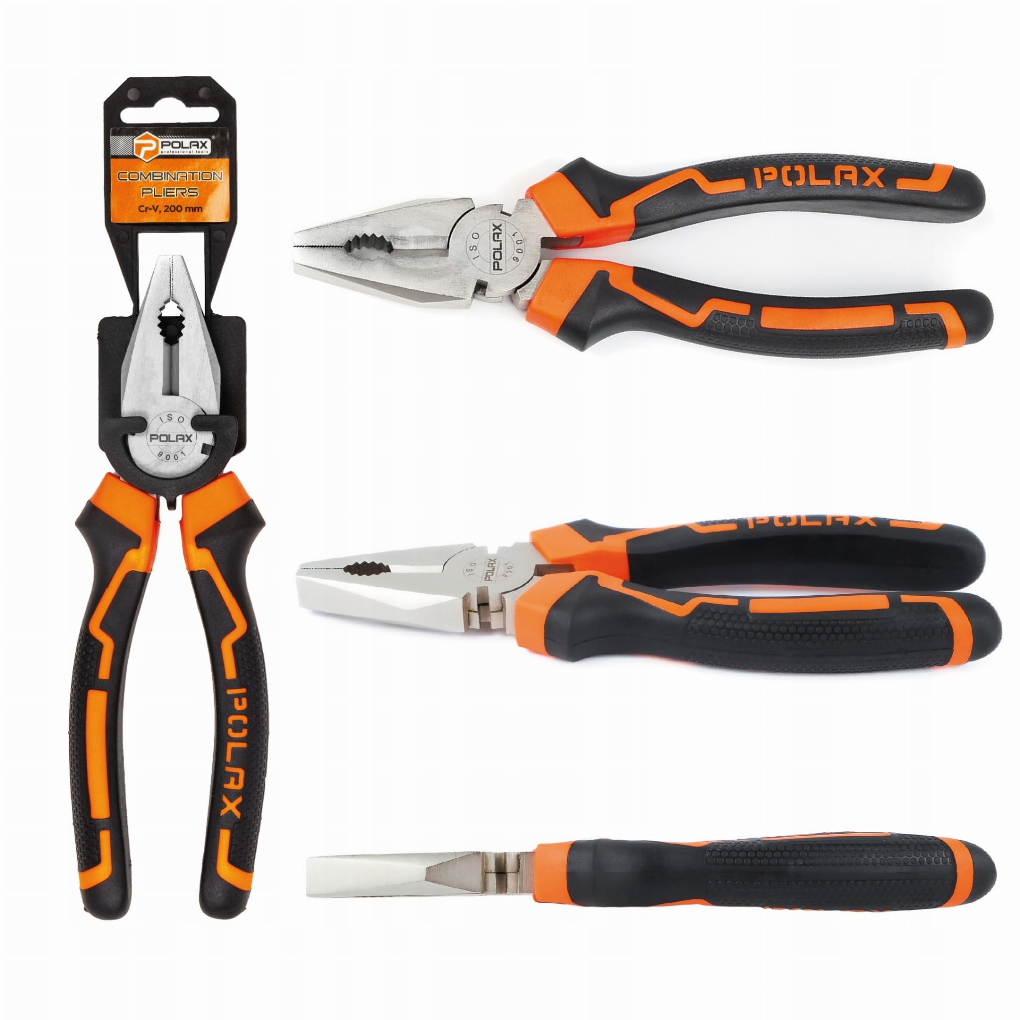 Kombinerki szczypce uniwersalne uchwyty dwukomponentowe 200mm Cr-V POLAX 35-003