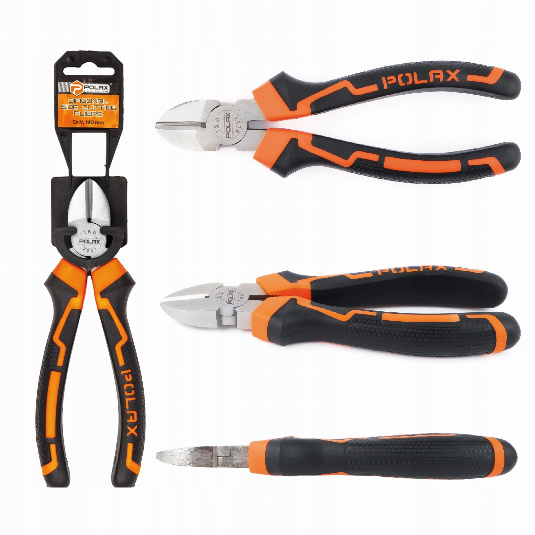Szczypce tnące boczne obcinaczki uchwyty dwukomponentowe Cr-V 180 mm POLAX 35-005