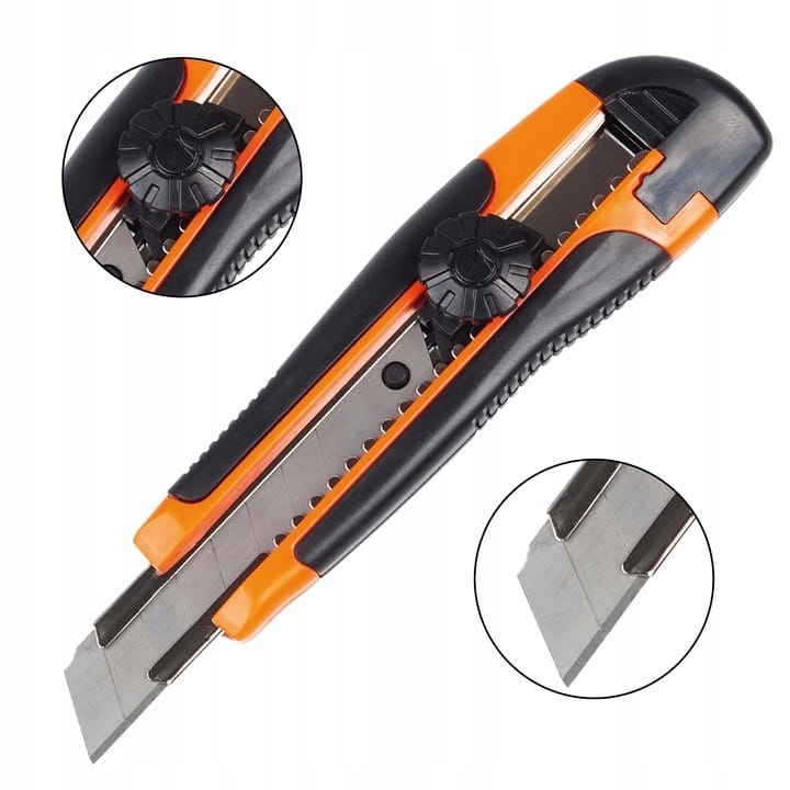Nóż budowlany, do tapet plastikowy z gumowym uchwytem 18mm POLAX 23-003