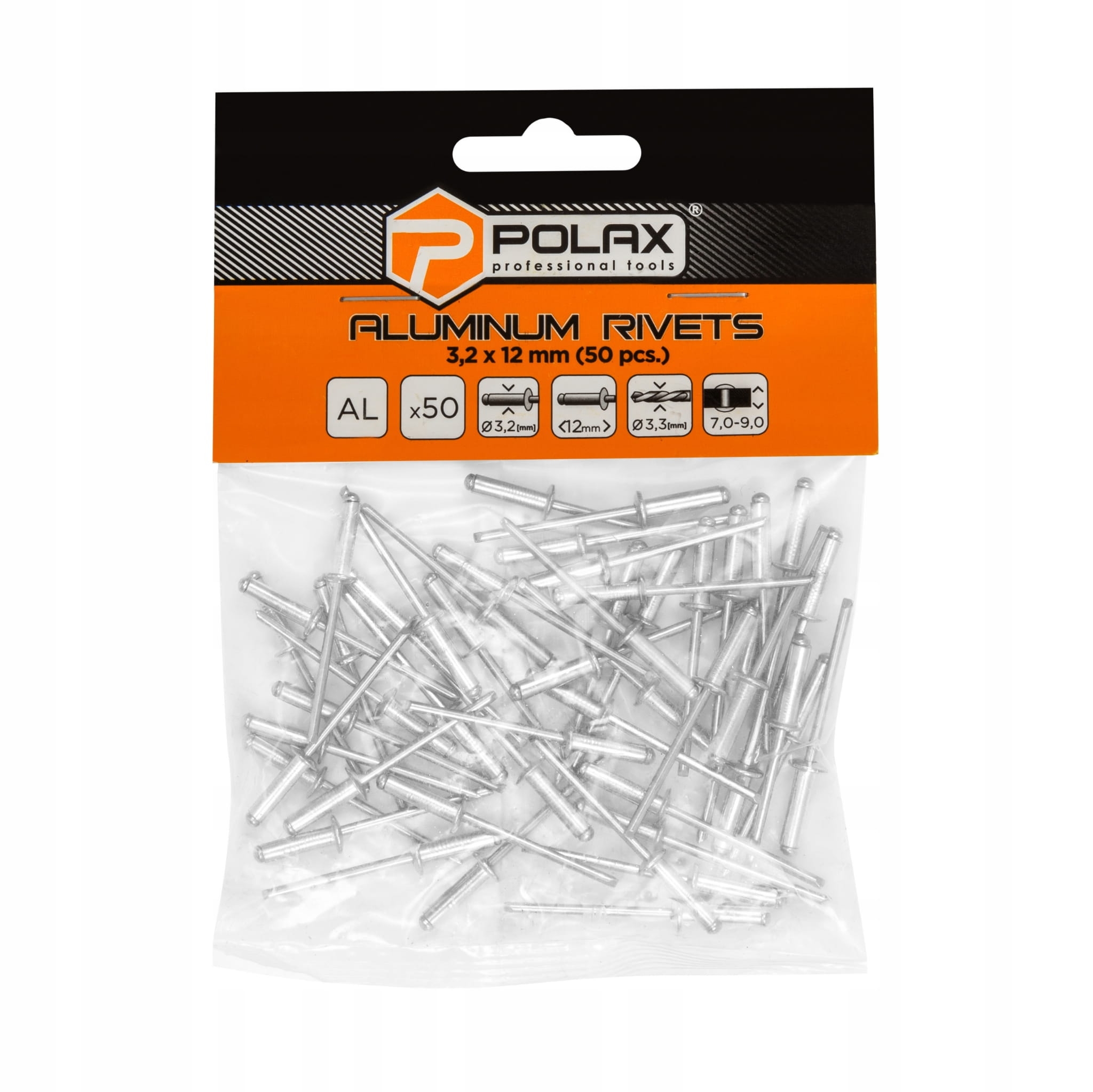Nity aluminiowe 3,2x12mm opk 50szt POLAX 37-006
