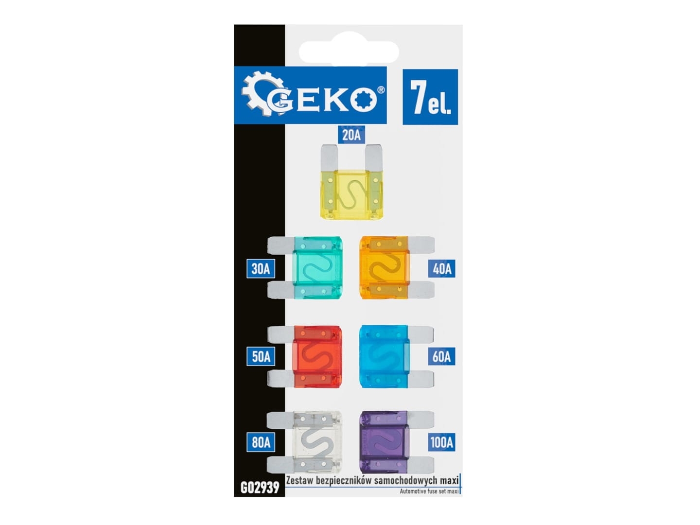 GEKO Zestaw bezpieczników samochodowych MAXI 7 el. G02939