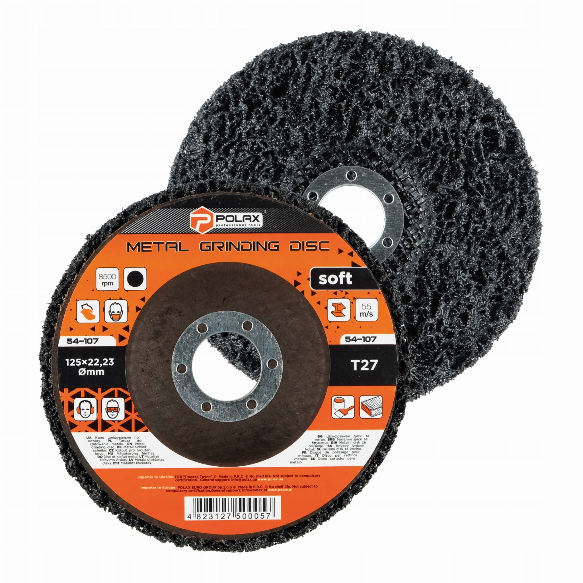 Tarcza ścierna z włókniny czarna delikatna T27 125x22,23mm POLAX 54-107