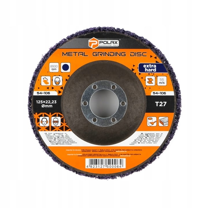 Tarcza ścierna z włókniny fioletowa twarda T27 125x22,23mm POLAX 54-106