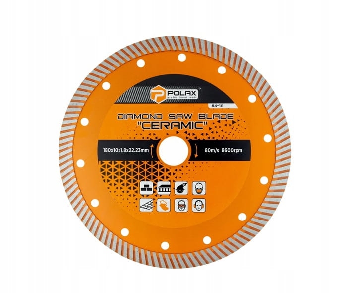 Tarcza diamentowa do cięcia płytek Ceramic 180x10x1,8x22,23mm POLAX 54-111