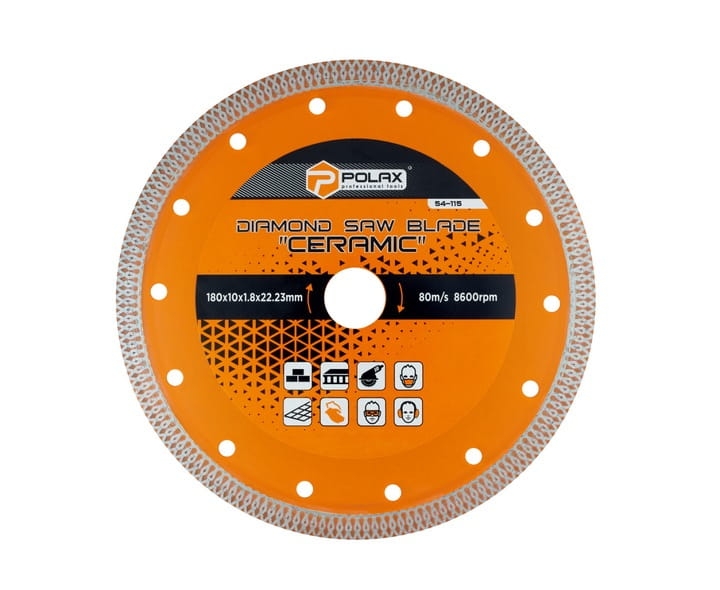 Tarcza diamentowa do cięcia płytek Ceramic 180x10x1,8x22,23mm POLAX 54-115