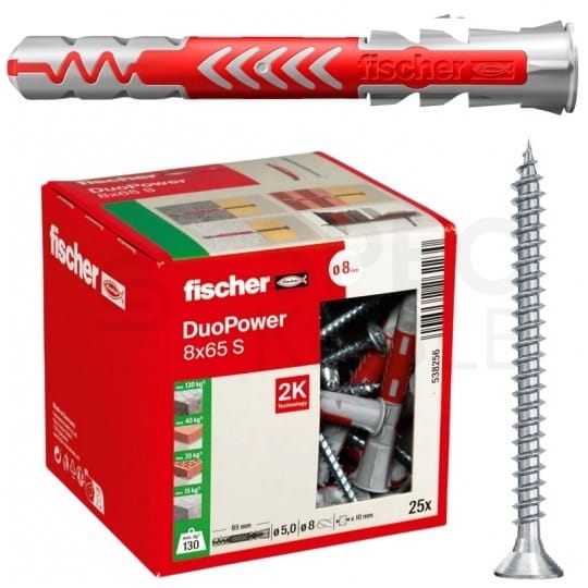 Fischer Duopower kołek rozporowy 8x65 S 538256 25 szt