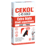 Biała masa szpachlowa gładki tynk gipsowy Cekol 10 kg