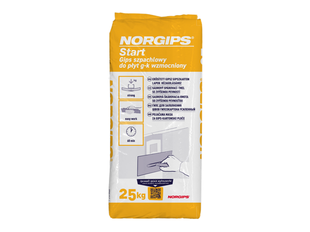 Gips szpachlowy Norgips START 25kg  wzmocniony