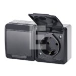 Gniazdo IP44 podwójne 2x2P+Z antracyt 0325-07