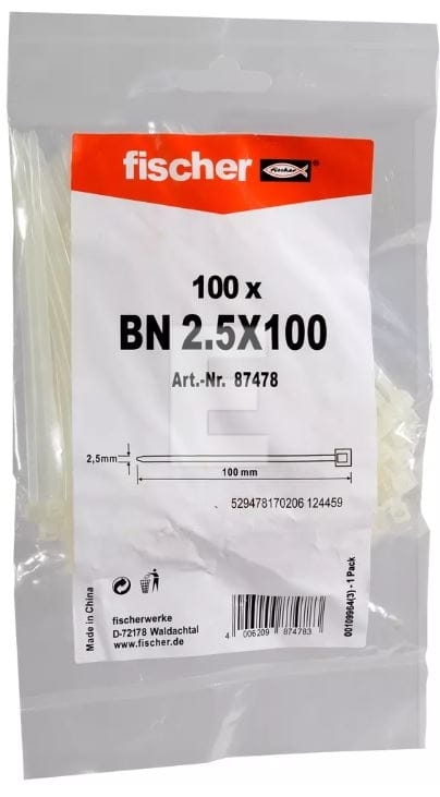 Opaska zaciskowa biała 2,5x100 Fischer