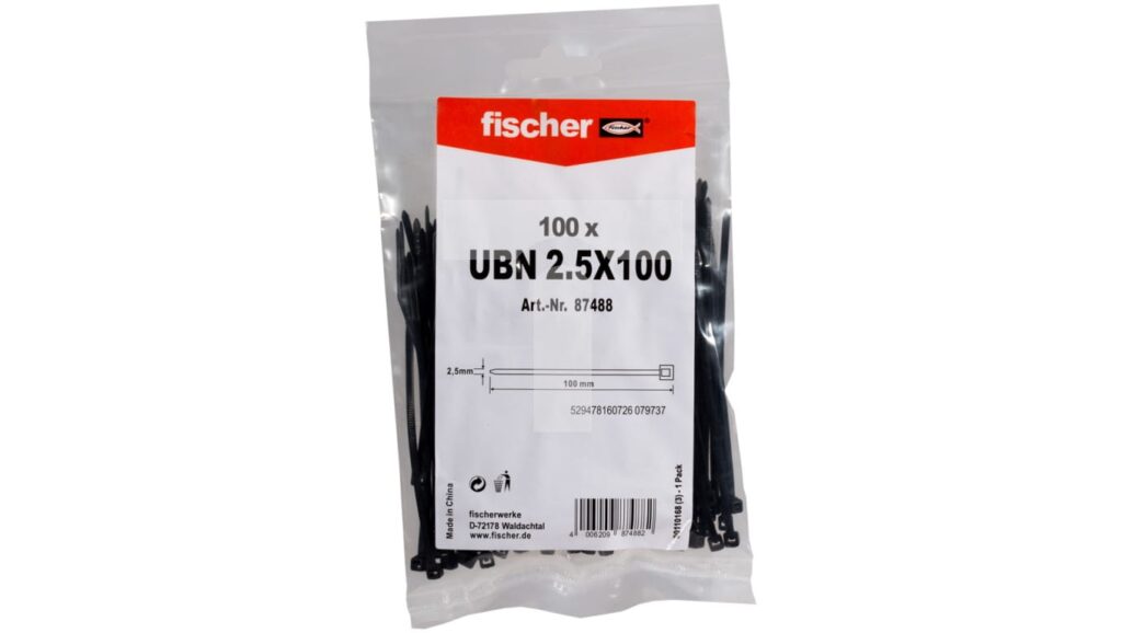 Opaska zaciskowa czarna 2,5x100 Fischer