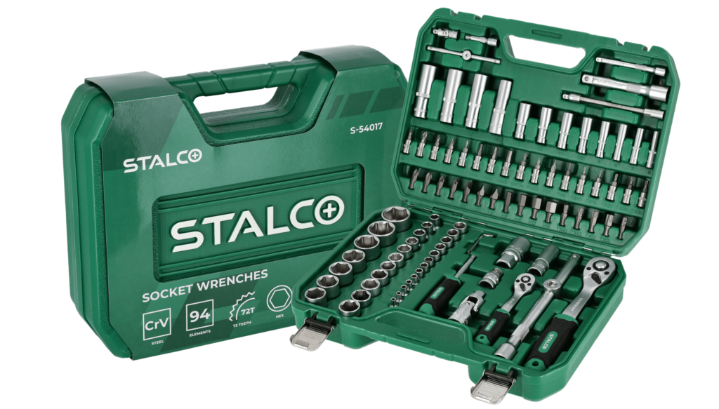 Zestaw kluczy nasadowych 94 elementy Stalco S-54017