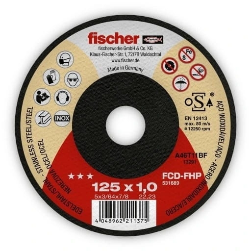 Fischer Tarcza do cięcia metalu 125x1x22,23 INOX 531689