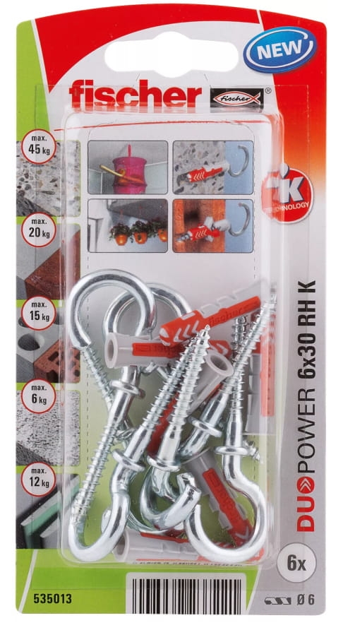 Kołek z okrągłym haczykiem Fischer Duopower 6x30 RH K NV 535013