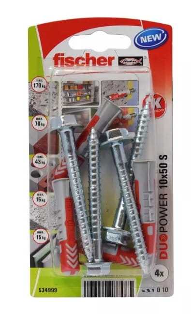 Kołek z wkrętem Fischer Duopower 10x50 S K NV 534999