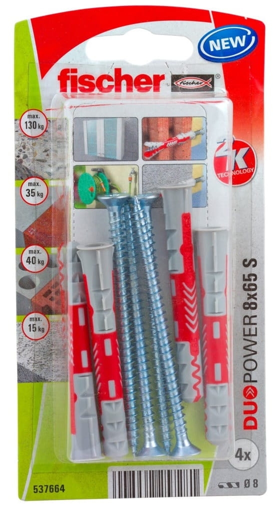 Kołek z wkrętem Fischer Duopower 8x65 S K NV 537664