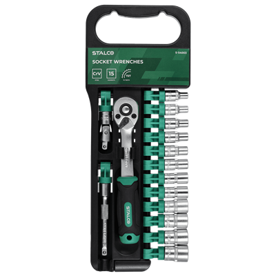 Zestaw Nasadki i grzechotka 15 el.1/4" Stalco S-54003