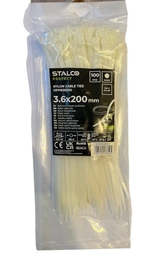 Opaski nylonowe białe 3,6x200 Stalco OPPB36200
