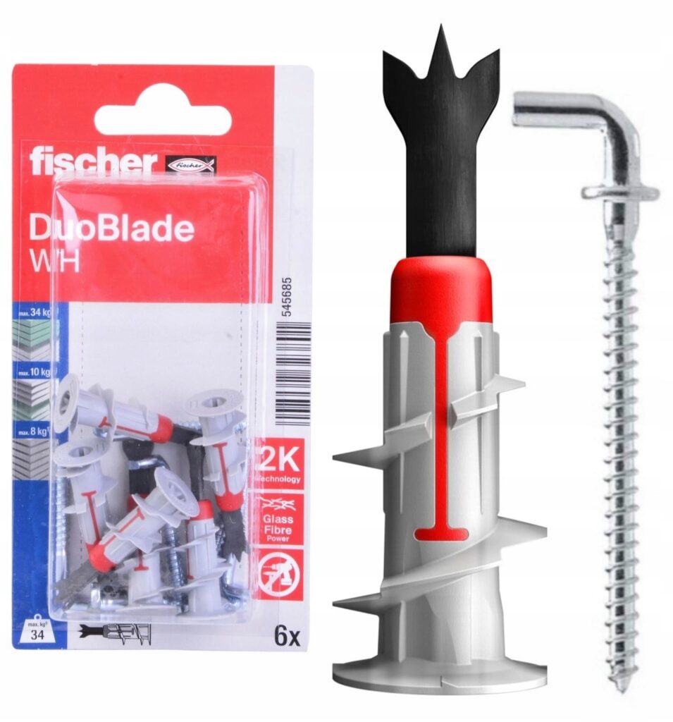 Kołek do płyt G-K z hakiem prostym Fischer Duoblade WH 545685