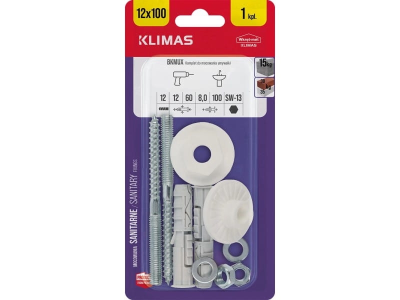 Kołek do mocowania umywalki 12x100 BKMUX 2 szt